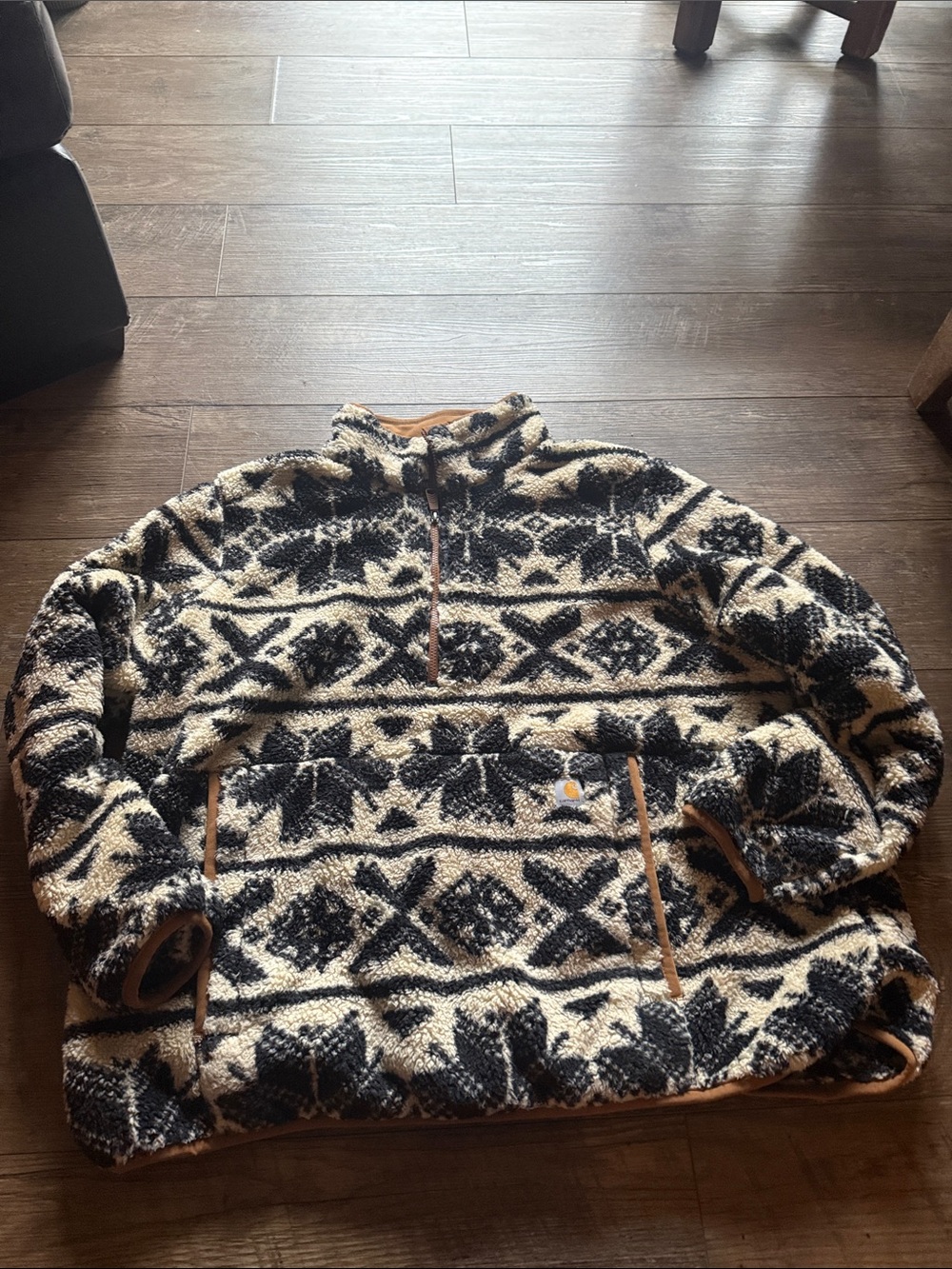 Carhartt Women's Black & Cream Patterned Sherpa Zip Pullover
